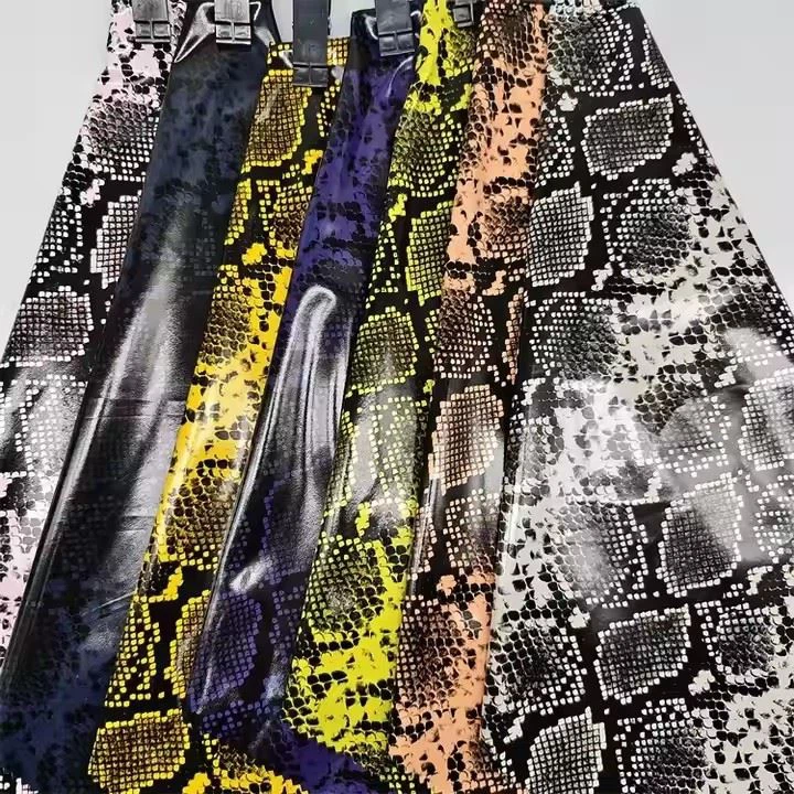 Snake Pattern For Jacket 2 Way Stretch Pu Leather Fabric Faux Leather Roll Packing